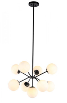 Jupiter 9 light Black and Frosted White glass pendant (758|LD5028D27BK)