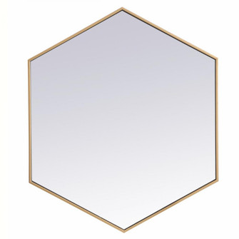 Metal frame hexagon mirror 38 inch in Brass (758|MR4538BR)