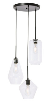 Gene 3 Light Black and Clear Glass Pendant (758|LD2268BK)