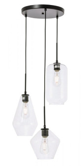 Gene 3 light Black and Clear glass pendant (758|LD2268BK)