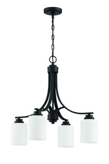 Bolden 4 Light Chandelier in Flat Black (White Glass) (20|50524-FB-WG)