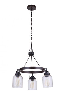 Foxwood 3 Light Chandelier in Flat Black/Dark Teak (20|53623-FBDT)