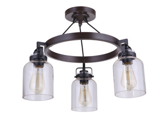Foxwood 3 Light Semi Flush in Flat Black/Dark Teak (20|53653-FBDT)