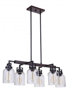 Foxwood 6 Light Island in Flat Black/Dark Teak (20|53676-FBDT)