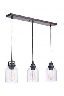 Foxwood 3 Light Pendant in Flat Black/Dark Teak (20|53693-FBDT)