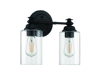 Dardyn 2 Light Vanity in Flat Black (Clear Glass) (20|49802-FB-C)