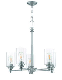 Dardyn 5 Light Chandelier in Brushed Polished Nickel (Clear Glass) (20|49825-BNK-C)
