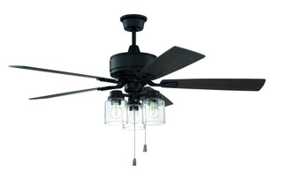 Kate 52'' 5-Blade Ceiling Fan in Flat Black w/ Black Walnut/Grey Walnut Blades; Light Kit Include (20|KTE52FB5)