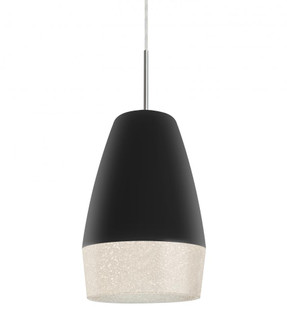 Besa, Abu 12 Cord Pendant for Mulitport Canopy, Black/Glitter, Satin Nickel Finish, 1x9W LED (127|J-ABU12BK-LED-SN)