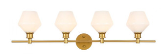 Gene 4 light Brass and Frosted white glass Wall sconce (758|LD2321BR)