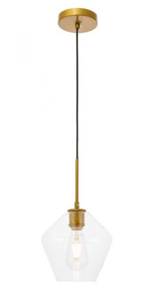 Gene 1 light Brass and Clear glass pendant (758|LD2256BR)