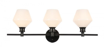 Gene 3 light Black and Frosted white glass Wall sconce (758|LD2317BK)