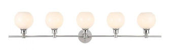 Collier 5 light Chrome and Frosted white glass Wall sconce (758|LD2327C)