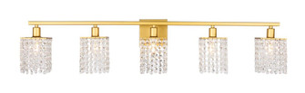 Phineas 5 Light Brass and Clear Crystals Wall Sconce (758|LD7014BR)