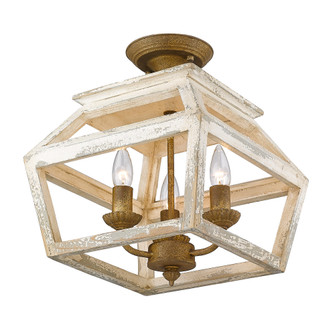 Golden Lighting Haiden 3-light Semi-Flush Mount in Burnished Chestnut (36|0839-SF BC)