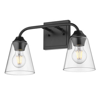 Golden Lighting Ormond 2-light Vanity in Matte Black (36|2120-BA2 BLK-CONE-CLR)