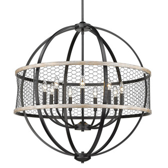 Roost 9 Light Chandelier in Matte Black with Chicken Wire Shade (36|3170-9 BLK-CW)
