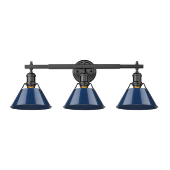 Yep by Golden Lighting Orwell 3-light Vanity in Matte Black and Navy Blue shade (36|3306-BA3 BLK-NVY)