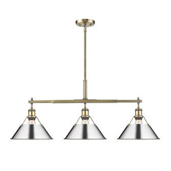 Yep by Golden Lighting Orwell 3-light Island Light in Aged Brass and Chrome shade (36|3306-LP AB-CH)