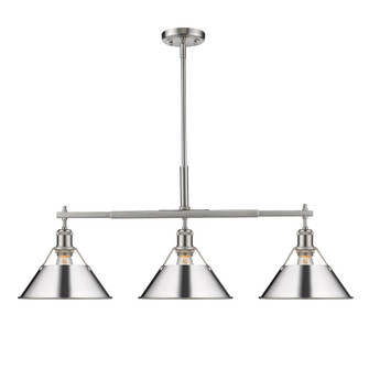 Yep by Golden Lighting Orwell 3-light Island Light in Pewter and Chrome shade (36|3306-LP PW-CH)