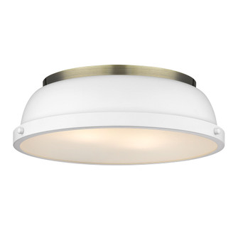 Yep by Golden Lighting Duncan 2-light Flush Mount in Aged Brass and Matte White shade (36|3602-14 AB-WHT)