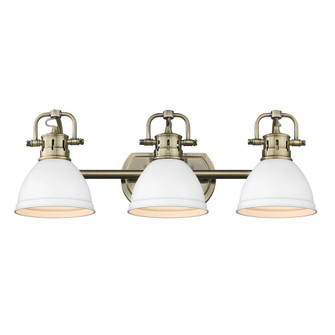 Duncan 3 Light Bath Vanity in Aged Brass with a Matte White Shade (36|3602-BA3 AB-WHT)