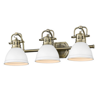 Yep by Golden Lighting Duncan 3-light Vanity in Aged Brass and Matte White shade (36|3602-BA3 AB-WHT)