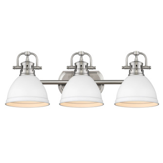 Yep by Golden Lighting Duncan 3-light Vanity in Pewter and Matte White shade (36|3602-BA3 PW-WHT)