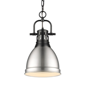 Yep by Golden Lighting Duncan 1-light 9in Chain Hung Pendant in Matte Black and Pewter shade (36|3602-S BLK-PW)