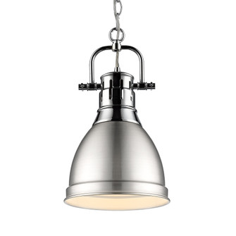 Yep by Golden Lighting Duncan 1-light 9in Chain Hung Pendant in Chrome and Pewter shade (36|3602-S CH-PW)