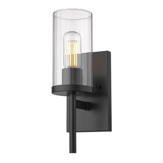 Winslett Wall Sconce in Matte Black with Ribbed Clear Glas Shade (36|7011-1W BLK-CLR)