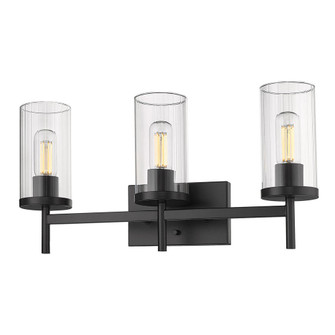 Winslett 3-Light Bath Vanity in Matte Black with Ribbed Clear Glass Shades (36|7011-BA3 BLK-CLR)