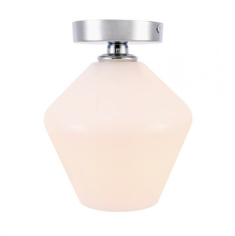 Gene 1 light Chrome and Frosted white glass Flush mount (758|LD2255C)