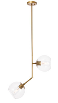 Ryland 2 Light Brass and Clear Glass Pendant (758|LD8040D8BR)