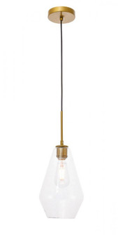 Gene 1 light Brass and Clear glass pendant (758|LD2260BR)