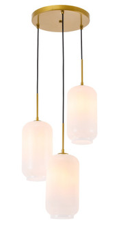 Collier 3 light Brass and Frosted white glass pendant (758|LD2279BR)