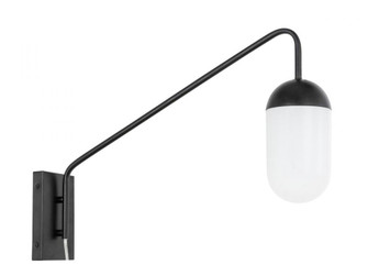 Kace 1 light Black and frosted white glass wall sconce (758|LD6175BK)
