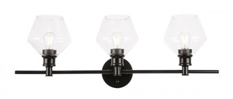 Gene 3 light Black and Clear glass Wall sconce (758|LD2316BK)