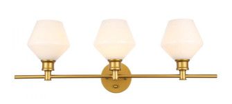 Gene 3 light Brass and Frosted white glass Wall sconce (758|LD2317BR)