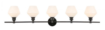 Gene 5 light Black and Frosted white glass Wall sconce (758|LD2325BK)