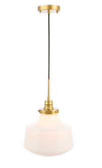 Lyle 1 Light Brass and Frosted White Glass Pendant (758|LD6263BR)