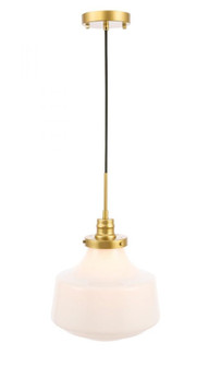 Lyle 1 light Brass and frosted white glass pendant (758|LD6263BR)