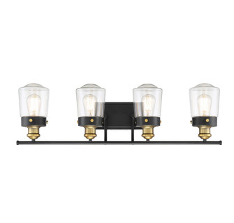 Macauley 4-Light Bathroom Vanity Light in Vintage Black with Warm Brass (128|8-2069-4-51)
