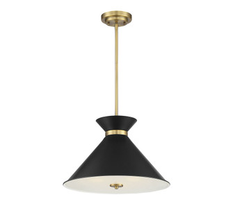 Lamar 3-Light Pendant in Matte Black with Warm Brass Accents (128|7-2416-3-143)