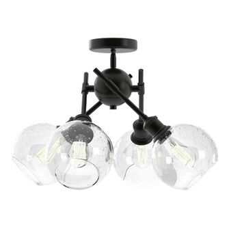 Wry Lighting Axel 4-light Semi-Flush Mount in Matte Black and Globe Seeded Glass (36|1945-SF BLK-GLOBE-SD)