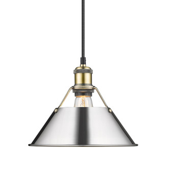 Yep by Golden Lighting Orwell 1-light 10in Pendant in Aged Brass and Chrome shade (36|3306-M AB-CH)