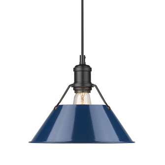 Yep by Golden Lighting Orwell 1-light 10in Pendant in Matte Black and Navy Blue shade (36|3306-M BLK-NVY)