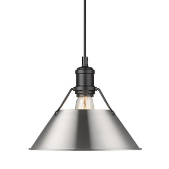 Yep by Golden Lighting Orwell 1-light 10in Pendant in Matte Black and Pewter shade (36|3306-M BLK-PW)