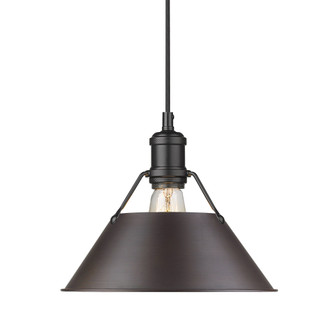 Yep by Golden Lighting Orwell 1-light 10in Pendant in Matte Black and Rubbed Bronze shade (36|3306-M BLK-RBZ)