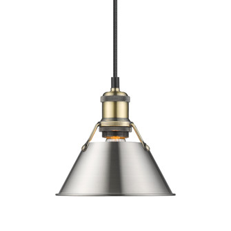 Yep by Golden Lighting Orwell 1-light 8in Pendant in Aged Brass and Pewter shade (36|3306-S AB-PW)